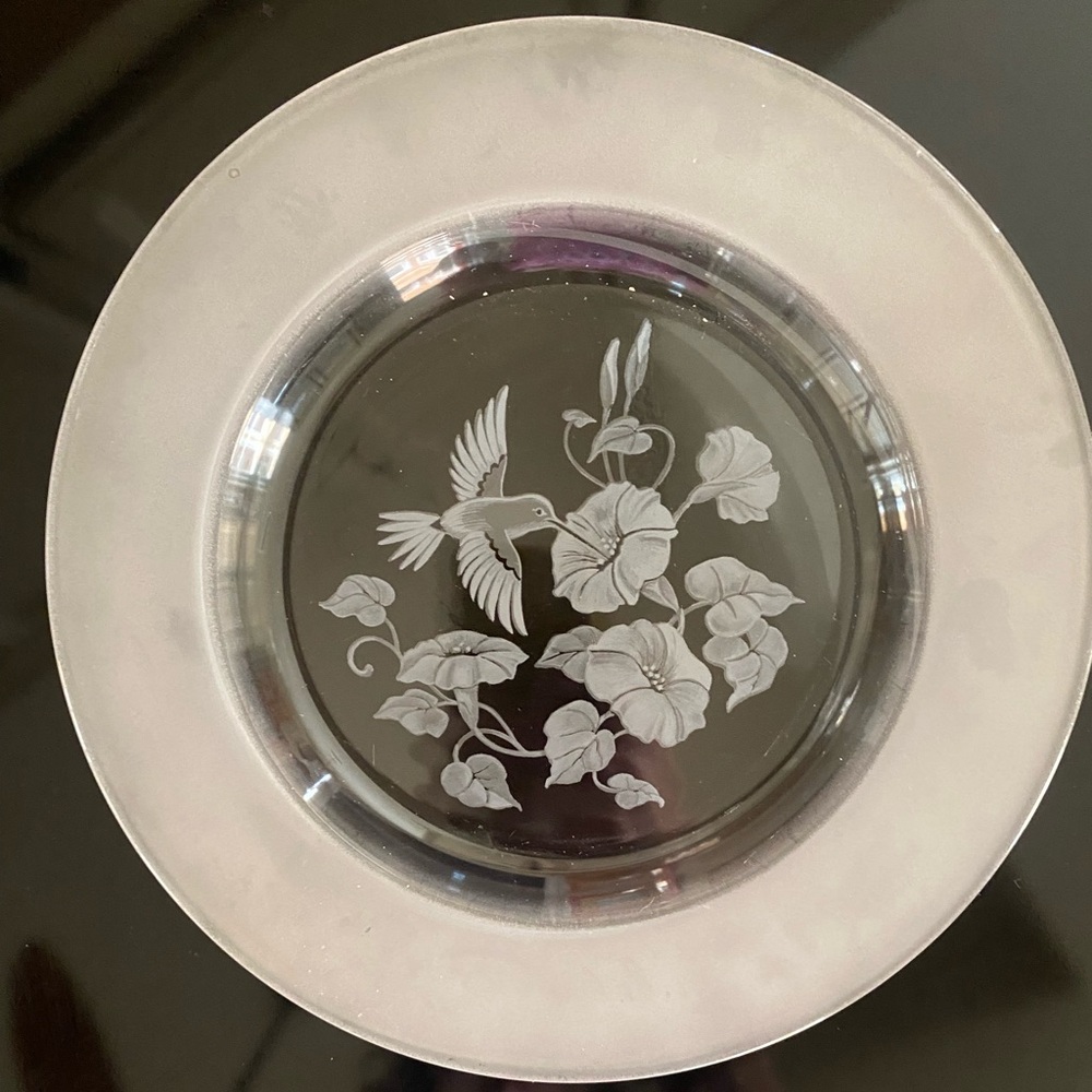 Hummingbird and Flowers Frosted Decorative Plate
